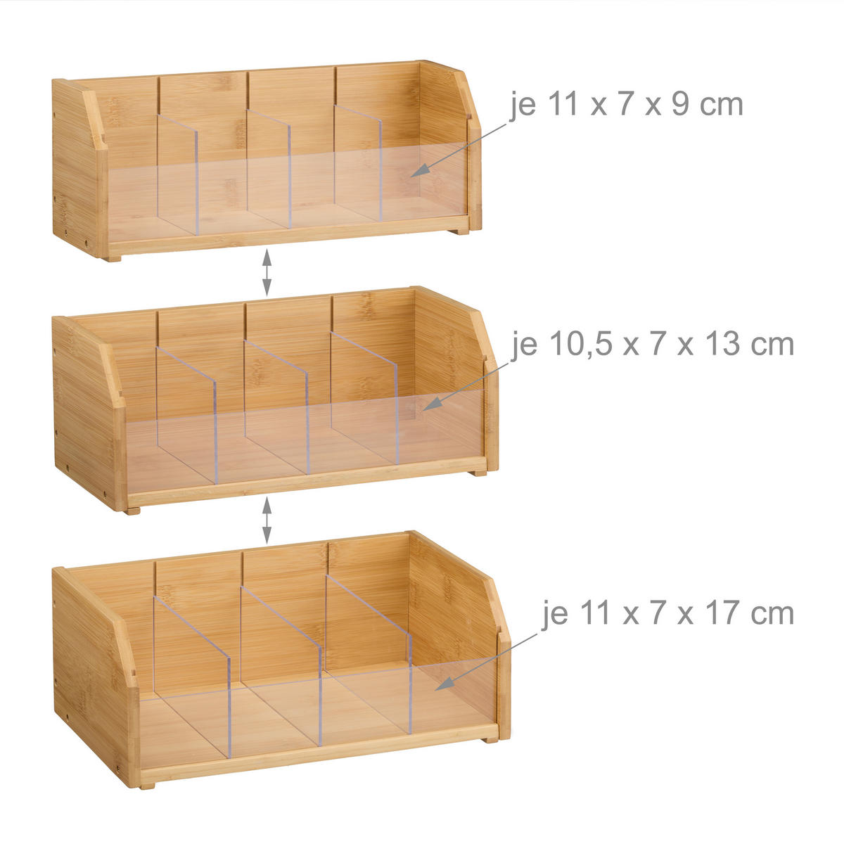 TEE-ORGANIZER - Hellbraun, Holz/Kunststoff (31/36/19cm) - Relaxdays