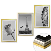 WANDBILDER 3er Set - 40x60 cm Goldrahmen - Rose Eiffelturm Riesenrad - Goldfarben, Kunststoff (40/60cm) - ArtPrintCave