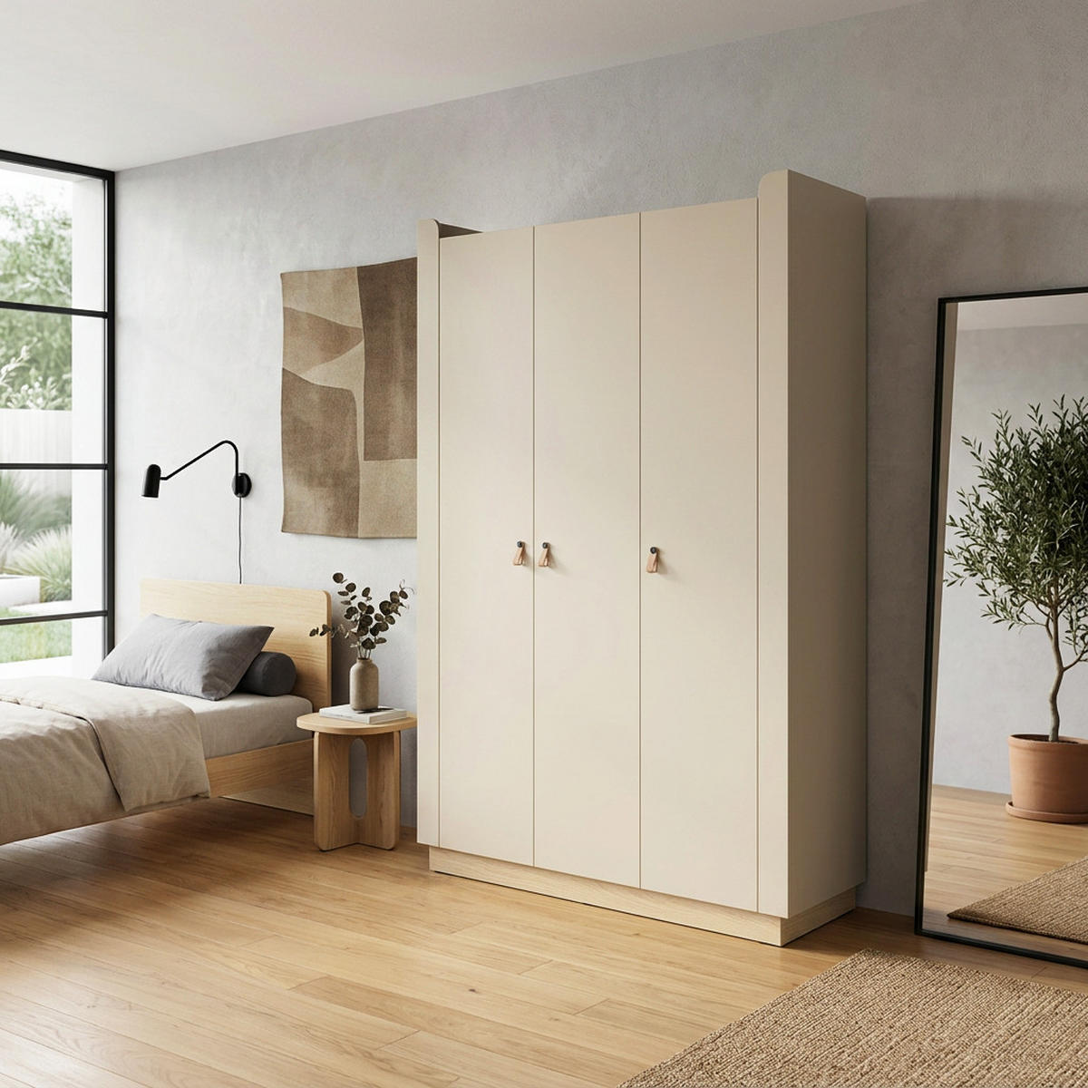 SKŘÍŇ S OTOČNÝMI DVEŘMI Sorella s otočnými dveřmi, 3 dveře, 150 cm, do studentského pokoje, macadamia + dub Mavelie - béžová/barva dubu, kov/kompozitní dřevo (150/201/52cm) - Beautysofa
