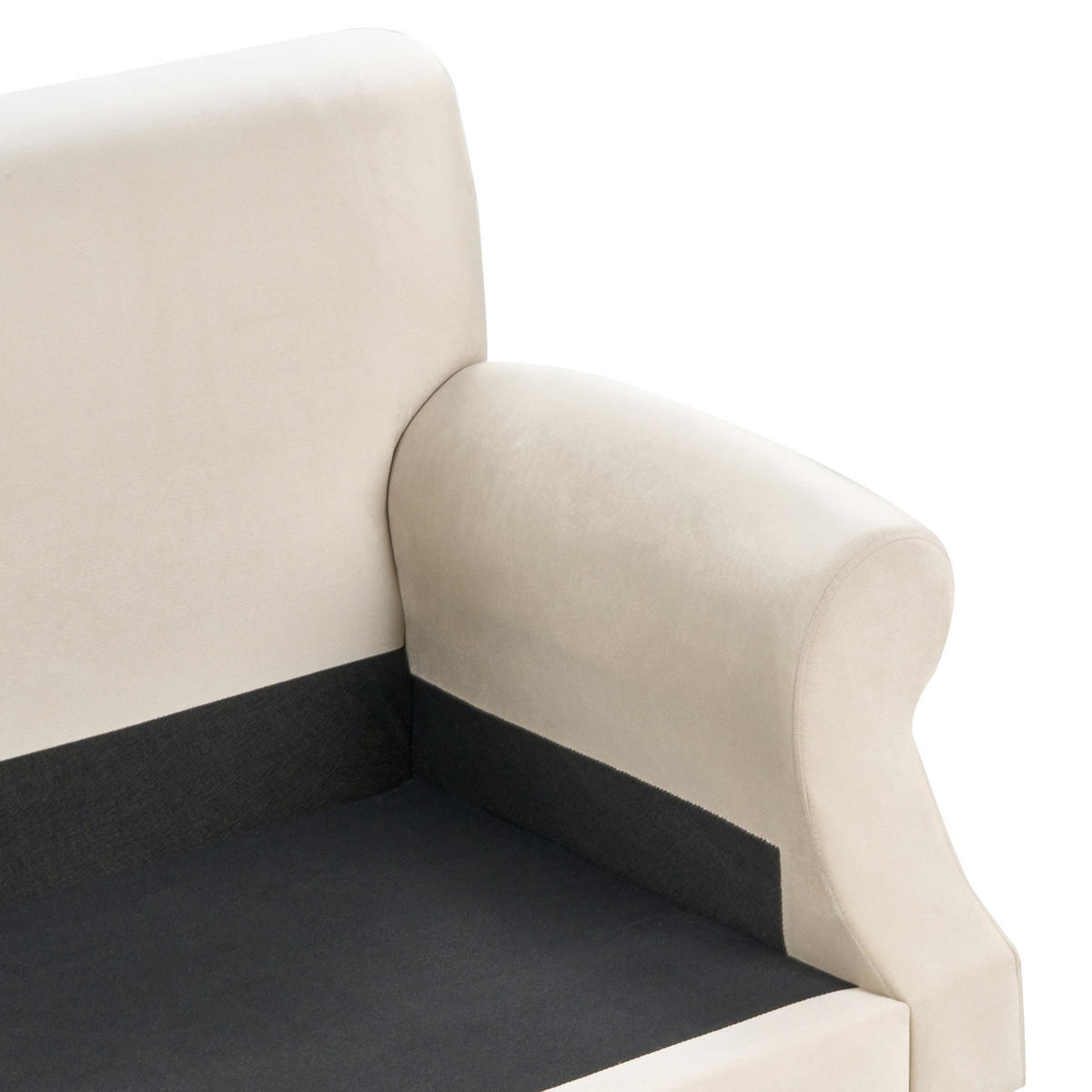 3-SITZER-SOFA Samtstoff cremeweiß Eike - Dunkelbraun/Weiß, Textil (229/82/102cm) - Beliani