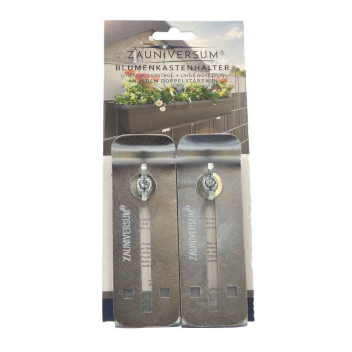 BEFESTIGUNGSSET Blumenkasten Halterung verzinkt für den Doppelstabzaun verzinkt - Silberfarben, Metall (13/4.4cm) - ZAUNIVERSUM