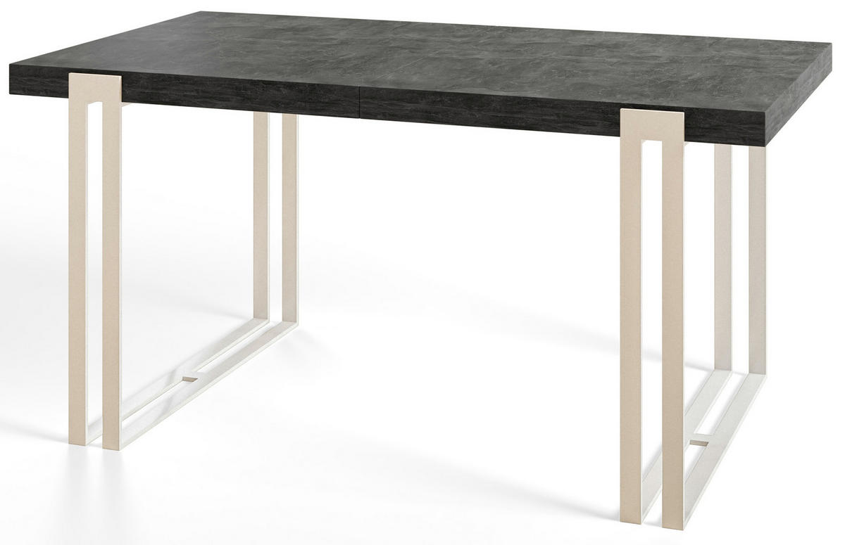 ESSZIMMERTISCH ROSA, ausziehbarer Tisch 160-260X90X77 cm, Farbe: Dunkelgrau, mit Metallbeinen in Farbe Weiß - Dunkelgrau/Weiß, Holzwerkstoff (160/90/77cm) - Alpi-Möbel