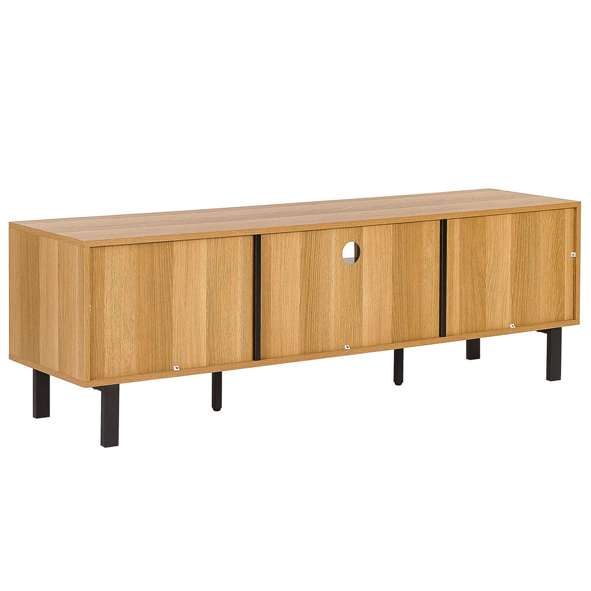 TV-MÖBEL Hellbraun, Schwarz CLAREMONT 40/160/51 cm - Hellbraun, Holzwerkstoff (160/51/40cm) - Beliani