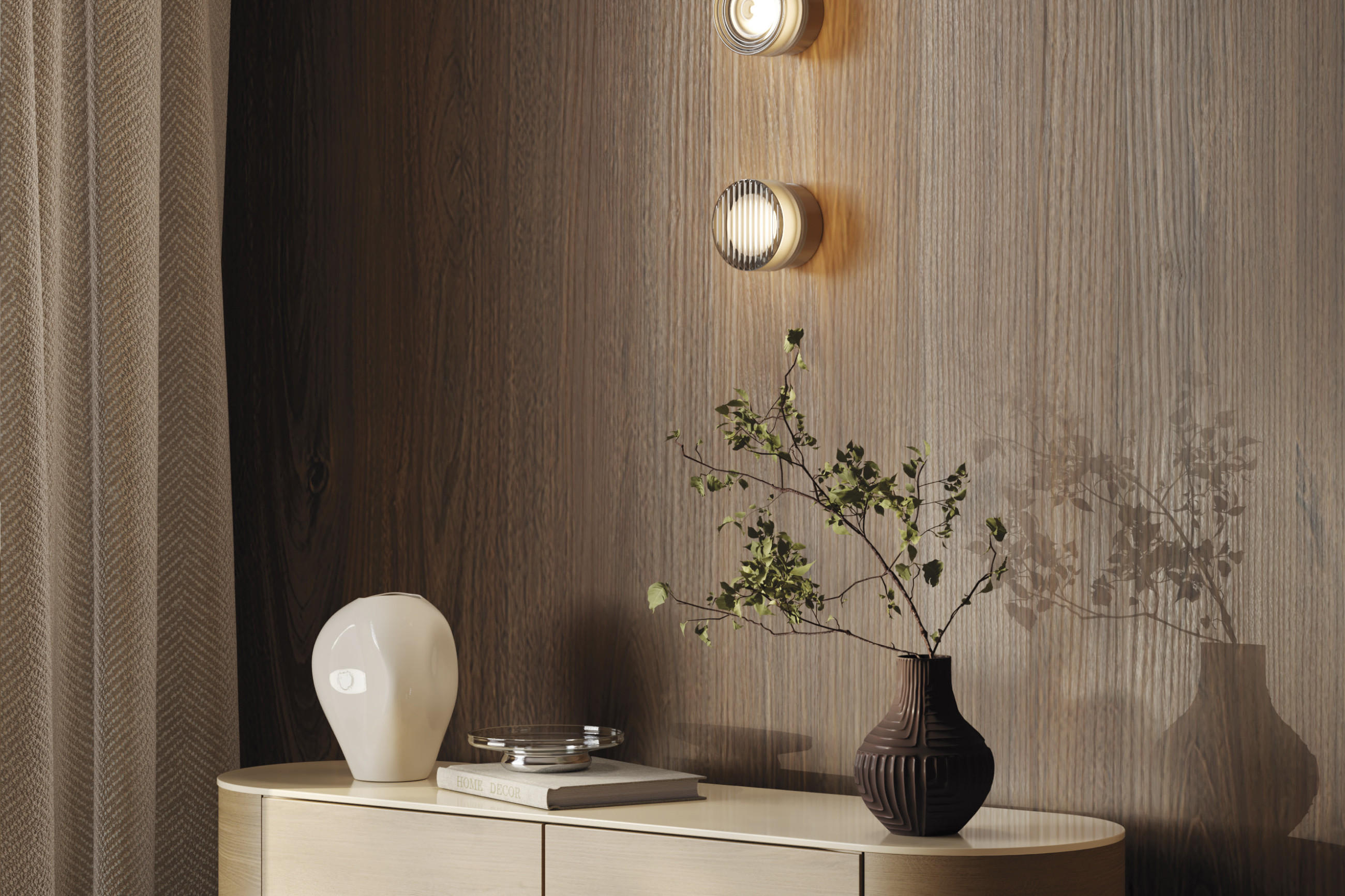 Wandleuchte der Marke MAYTONI an einer hellbrauen Wand