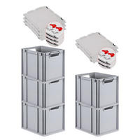 EUROBOX 5x Nextgen Economy Mit Scharnierdeckel Grau/Rot Griffe Offen 30 Liter - Rot, Kunststoff (30/32/40cm) - PROREGAL