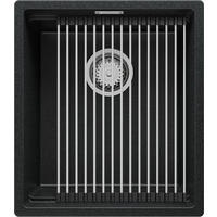 UNTERBAUSPÜLE GRANIT Prag, 3-er set Anthrazit 41/47 cm, 1 Becken + Ablauf-Set + Aufrollbare Abtropffläche ab 45er Unterschrank - Chromfarben/Anthrazit, Kunststoff (41/20/47cm) - Primagran