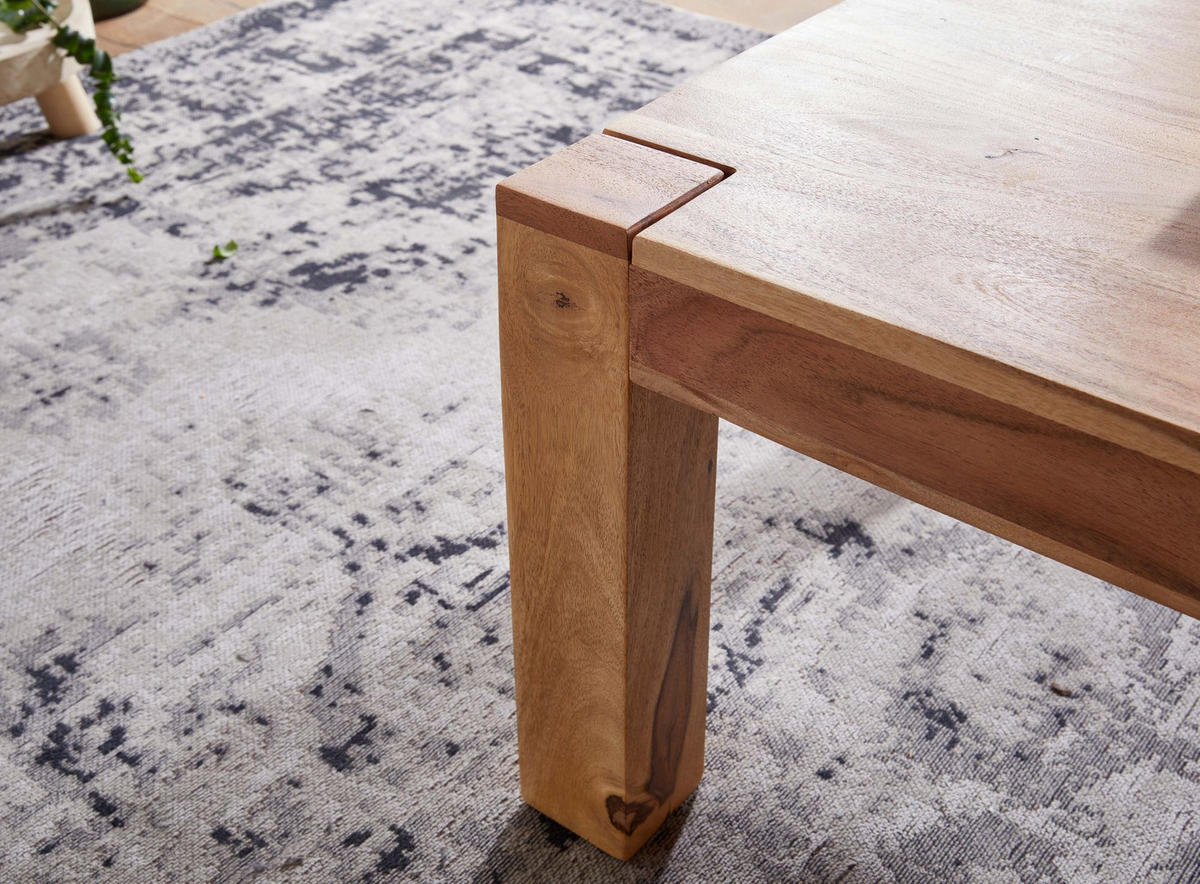 COUCHTISCH aus Akazienholz, rustikal, quadratisch, handgefertigt, Beige 110x60x40 cm - Beige, Holz (60/110/40cm) - KADIMA DESIGN