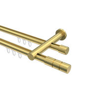 INNENLAUF-GARDINENSTANGEN-SET Platon Elanto 320 cm (geteilt in 2 x 160 cm), 2-läufig, 20 mm Ø Messing-Optik - Messingfarben, Metall (320cm) - INTERDECO