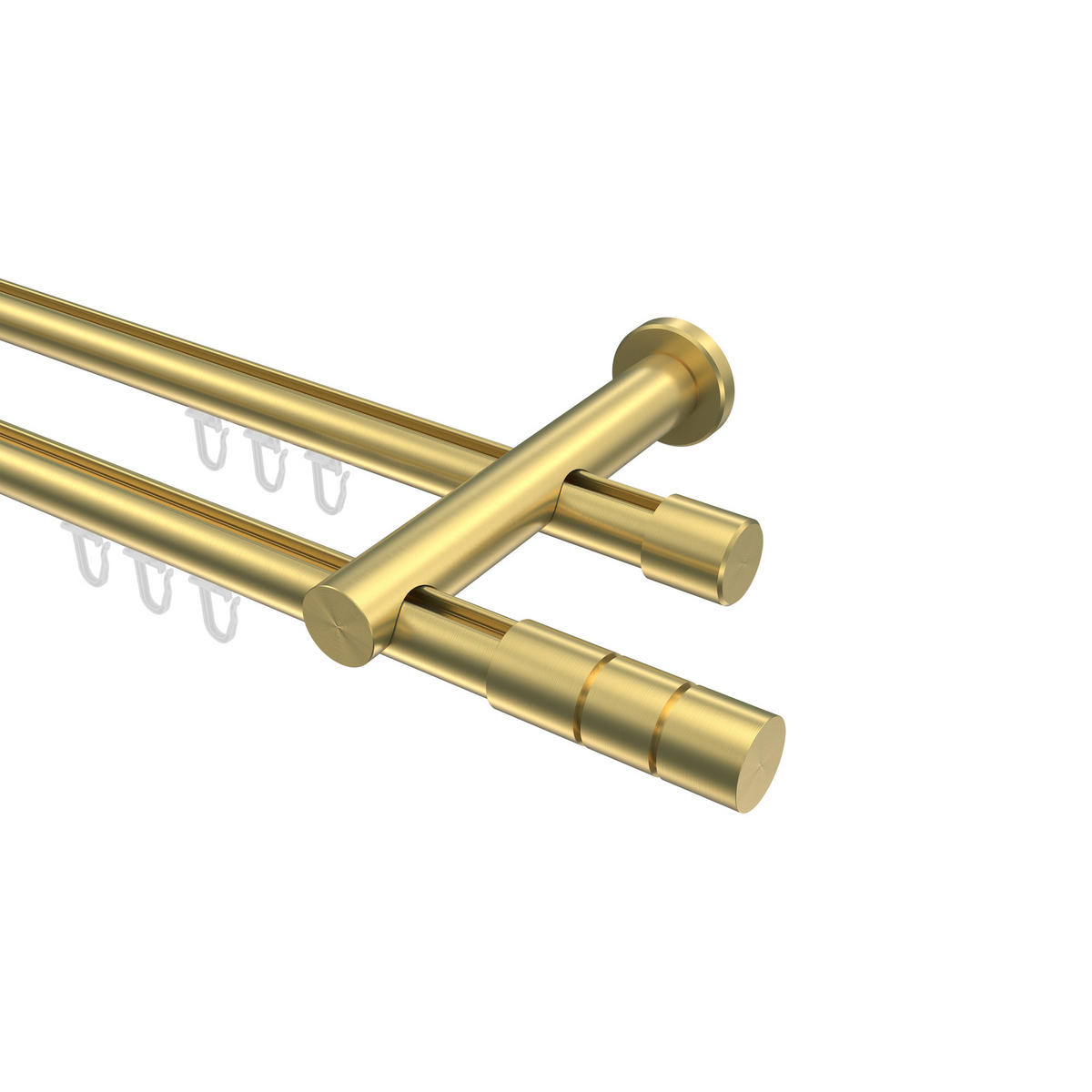 INNENLAUF-GARDINENSTANGEN-SET Platon Elanto 320 cm (geteilt in 2 x 160 cm), 2-läufig, 20 mm Ø Messing-Optik - Messingfarben, Metall (320cm) - INTERDECO