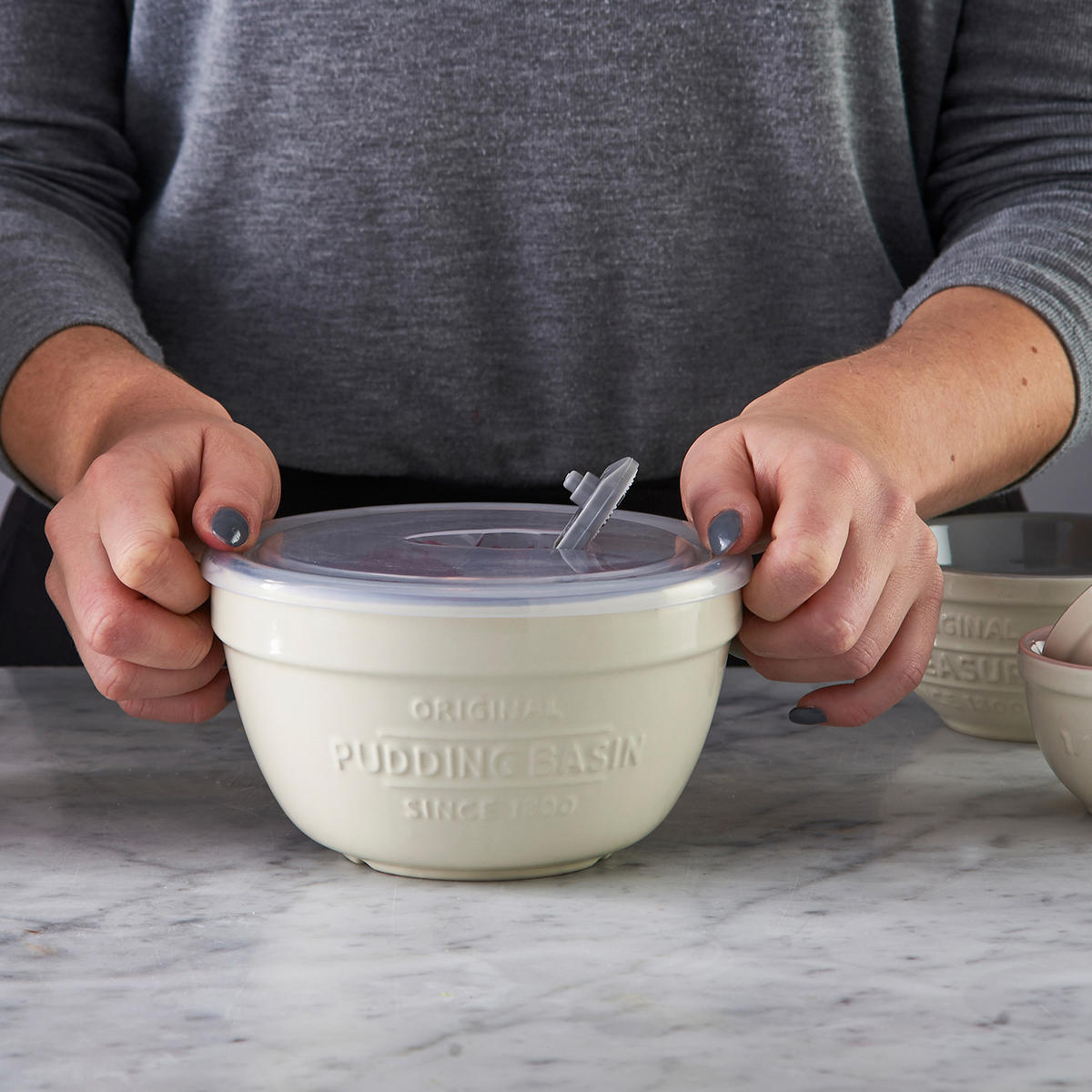 PUDDING-SCHÜSSEL mit Deckel, 0,9 Liter Steingut - Creme, Keramik (15.5cm) - Mason Cash