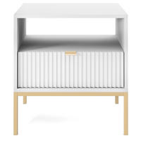 NACHTSCHRANK Vellore Weiß mit goldenem Gestell - Weiß, Holzwerkstoff/Metall (54/56/39cm) - Selsey