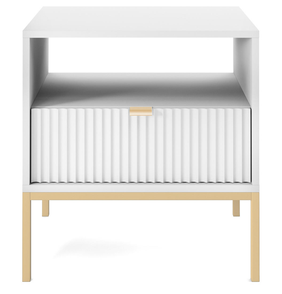 NACHTSCHRANK Vellore Weiß mit goldenem Gestell - Weiß, Holzwerkstoff/Metall (54/56/39cm) - Selsey