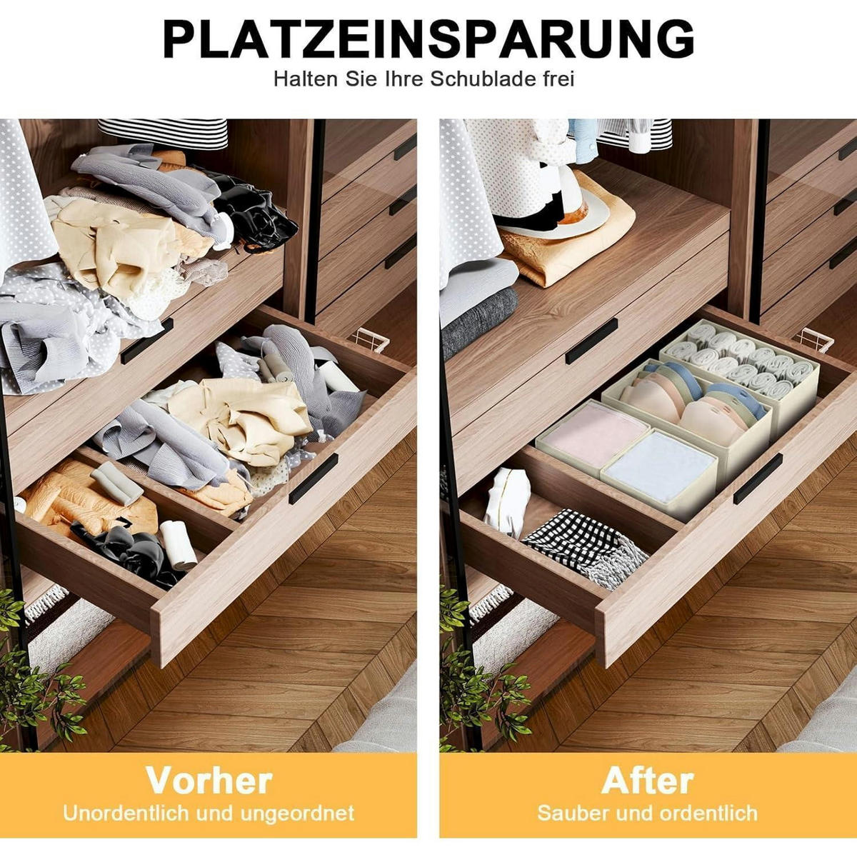 SCHUBLADEN Organizer 8-teiliges Set Klassisches Beige - Multicolor, Textil (15/9/30cm)