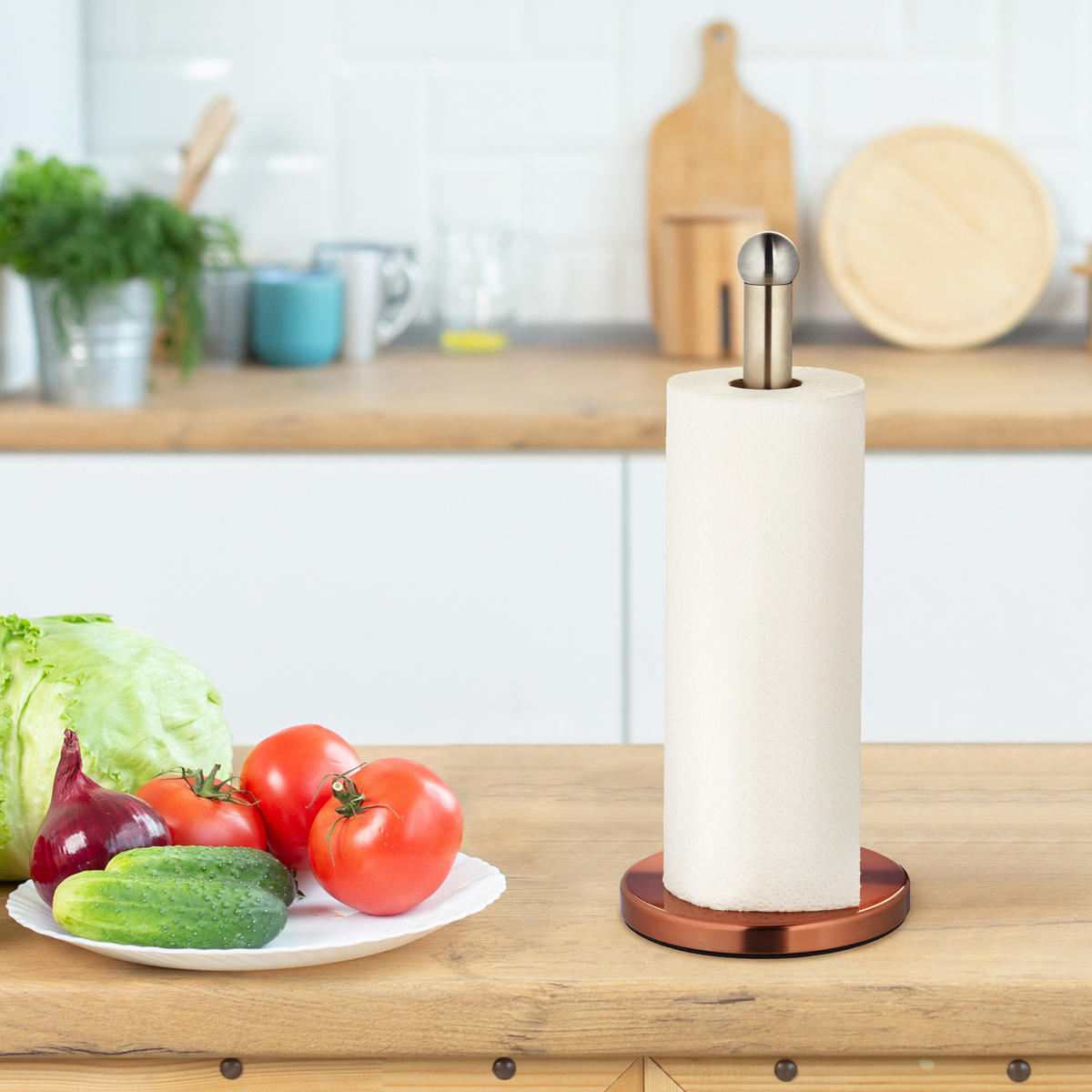KÜCHENROLLENHALTER - Multicolor, Metall (15/35/15cm) - Relaxdays