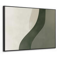 LEINWAND Bilder mit Rahmen - Japandi - Grün - Abstrakt - Modern - 80x60 - Salbeigrün, Textil (80/60cm) - MuchoWow