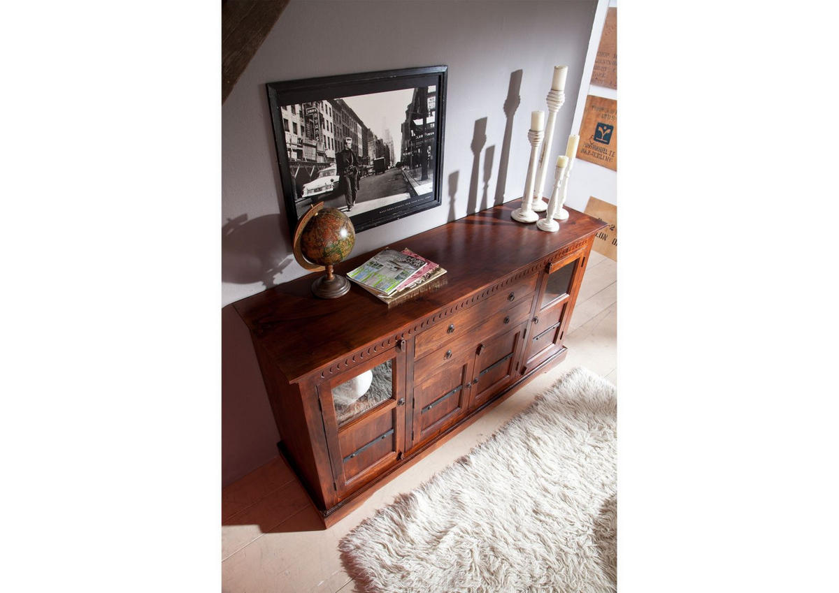 SIDEBOARD Akazie 181x50x100 nougat lackiert OXFORD #453 - Dunkelbraun, Holz (181/100/50cm) - Massivmoebel24
