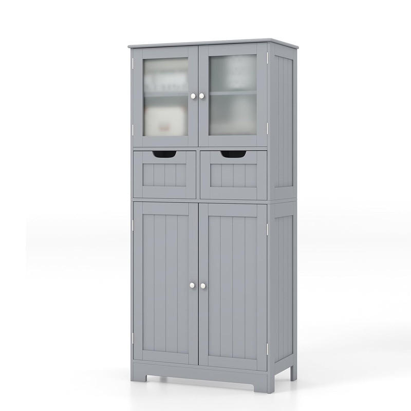 Costway Badezimmerschrank Grau 60x128x30 cm