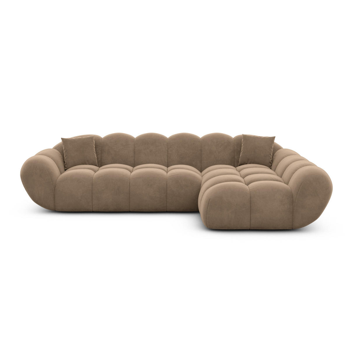 ECKSOFA Liva Braun Samtstoff L-Form Rechts - Braun, Textil (160/265cm) - VAROYAL