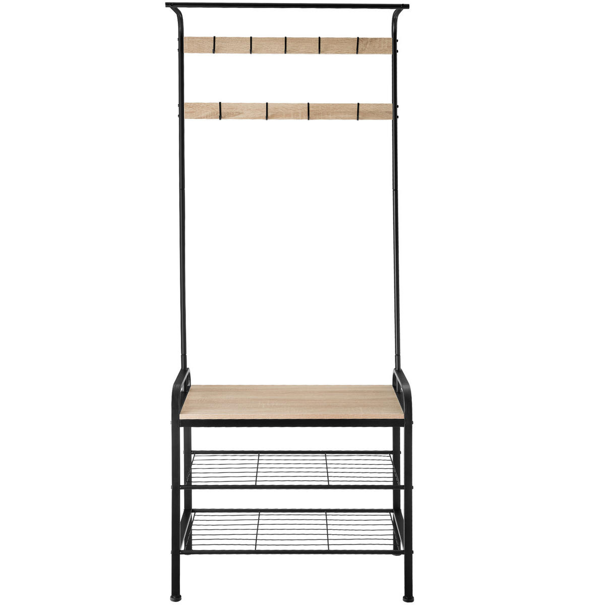 GARDEROBENSTÄNDER Wichita,inklusive Kippschutz, 73,5 x 36 x 184 cm,Industrial Holz hell, Eiche Sonoma - Naturfarben, Textil (36/184/73.5cm) - tectake