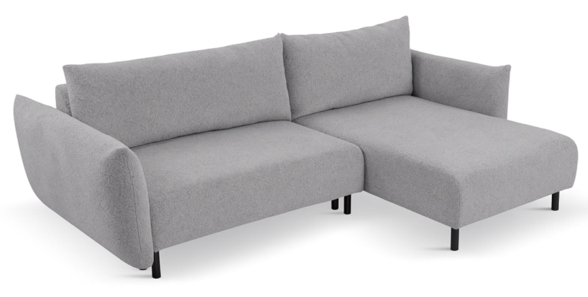 ECKSOFA Silber DELI Mit Schlaffunktion Auf Füßen Rechts - Hellgrau/Grau, Textil (171/257cm) - Sepro Meble