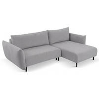 ECKSOFA Silber DELI Mit Schlaffunktion Auf Füßen Rechts - Hellgrau/Grau, Textil (171/257cm) - Sepro Meble