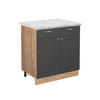 KÜCHENUNTERSCHRANK Fame-Line Anthrazit-Gold 80 cm, AP Marmor - Anthrazit/Eiche Wotan, Holzwerkstoff (80/82/60cm) - Vicco