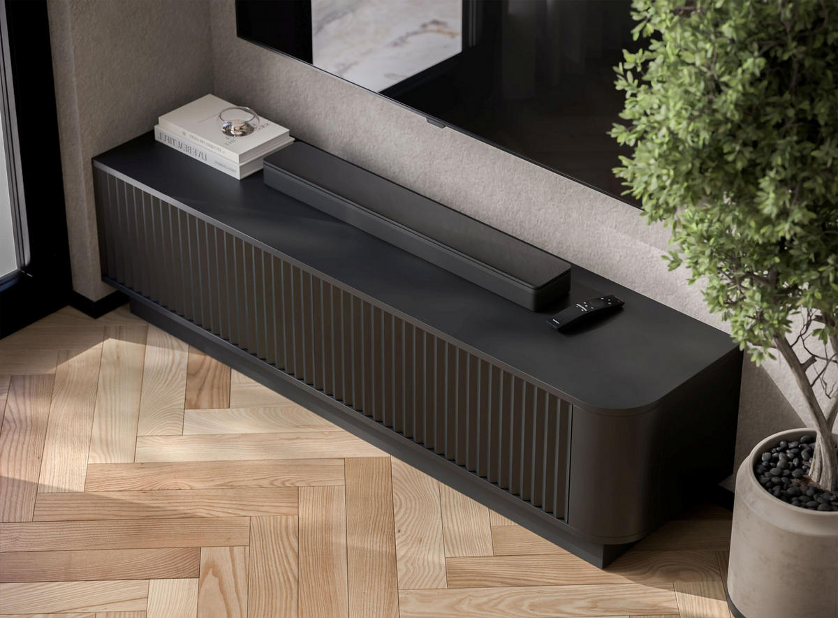 TV stolek Aurora černý matný 140 cm s podstavcem - černá, kompozitní dřevo (140/37/35cm) - Meble Lindner
