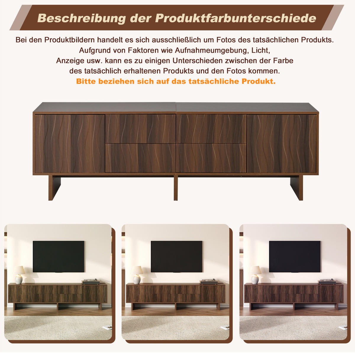 TV-LOWBOARD aus Spanplatte 180x40x56 cm Walnuss mit 4 Schubladen und 2 Türen - Braun, Holzwerkstoff (180/56/40cm) - IVMEU