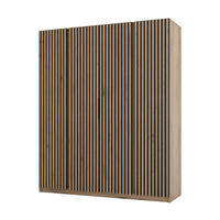 KLEIDERSCHRANK Nehir Korpus Eiche Evoke, Front Schwarz/Eiche Evoke 200 cm - 4T Modern mit 4 Lamellentüren - Eichefarben/Schwarz, Holzwerkstoff/Kunststoff (200/239/61.9cm) - AX Living