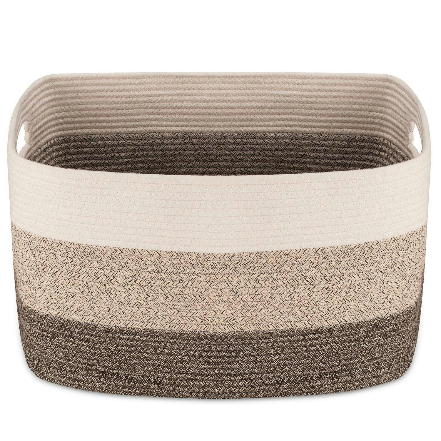 WÄSCHEKORB XXL Geflochten 72L Baumwolle Farbverlauf Gelb 56 x 43 x 30 cm - Multicolor, Textil (43/30/56cm)