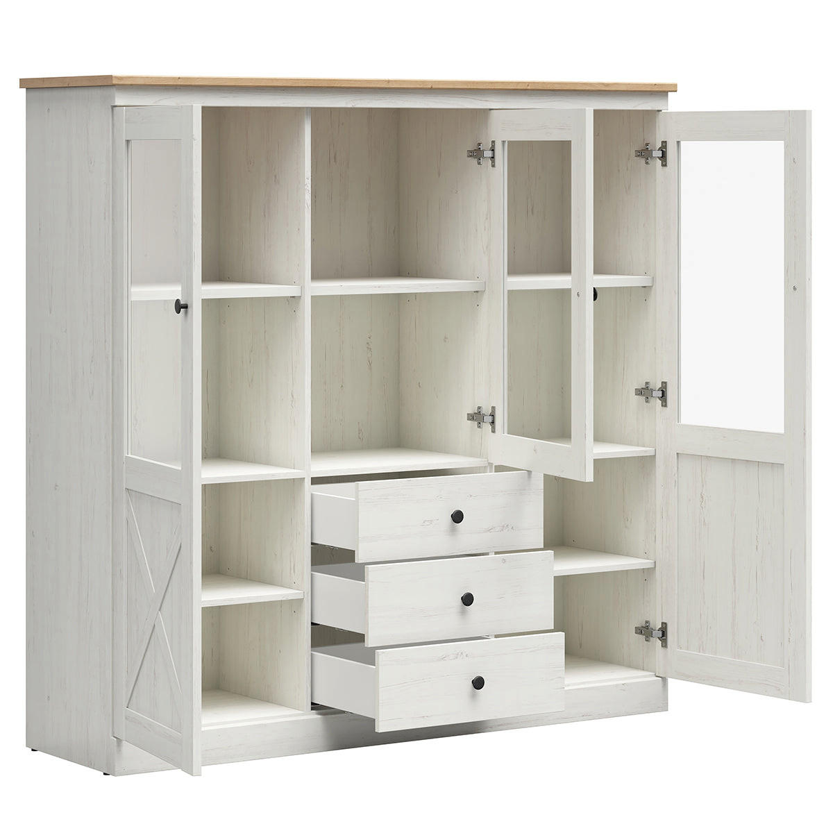 GESCHIRRSCHRANK Victoria Weiß und Holz - Weiß, Holzwerkstoff (153/153/43cm) - Petits-meubles