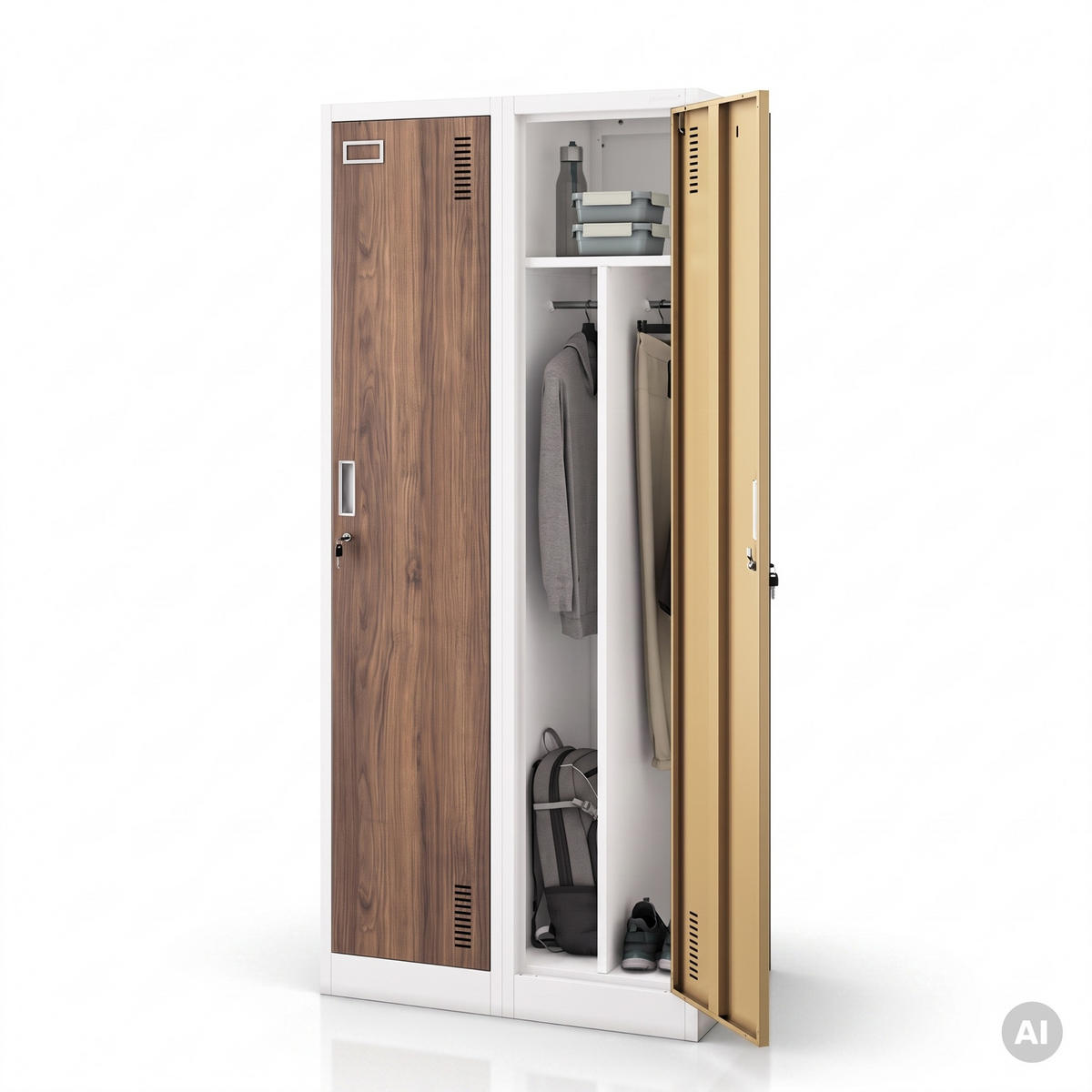 PERSONALSCHRANK KACPER 180x80x50 cm - Nussbaumfarben/Weiß, Metall (80/180/50cm) - Jan Nowak