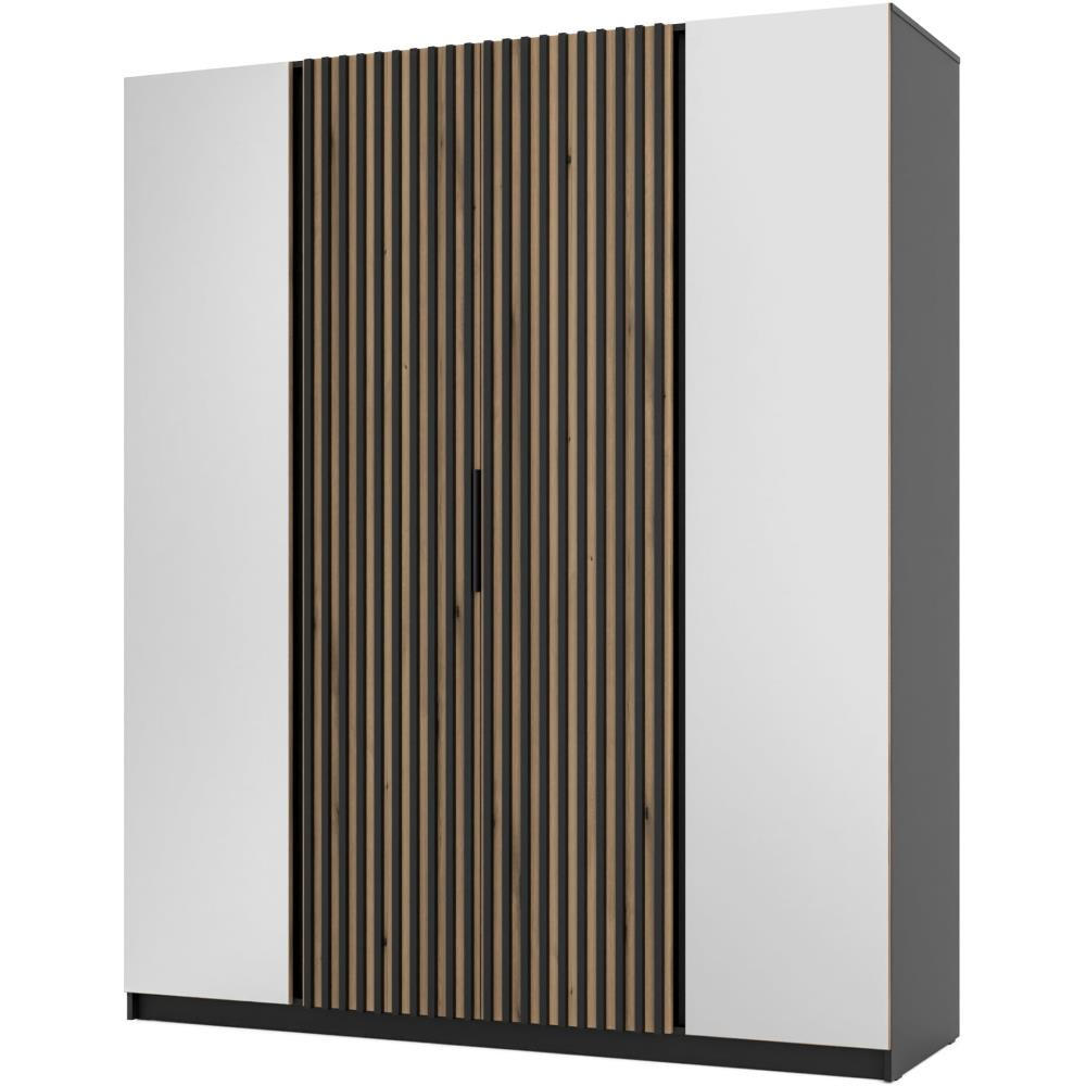 DREHTÜRENSCHRANK Kaya 200/62/239 4-Türig mit zwei Spiegel - Eichefarben/Schwarz, Holzwerkstoff (200/239/62cm) - Beautysofa