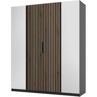 DREHTÜRENSCHRANK Kaya 200/62/239 4-Türig mit zwei Spiegel - Eichefarben/Schwarz, Holzwerkstoff (200/239/62cm) - Beautysofa