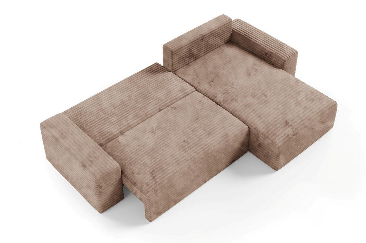 ECKSOFA mit Schlaffunktion Beige - Beige/Schwarz, Holz/Holzwerkstoff (300/185cm) - Furnisell