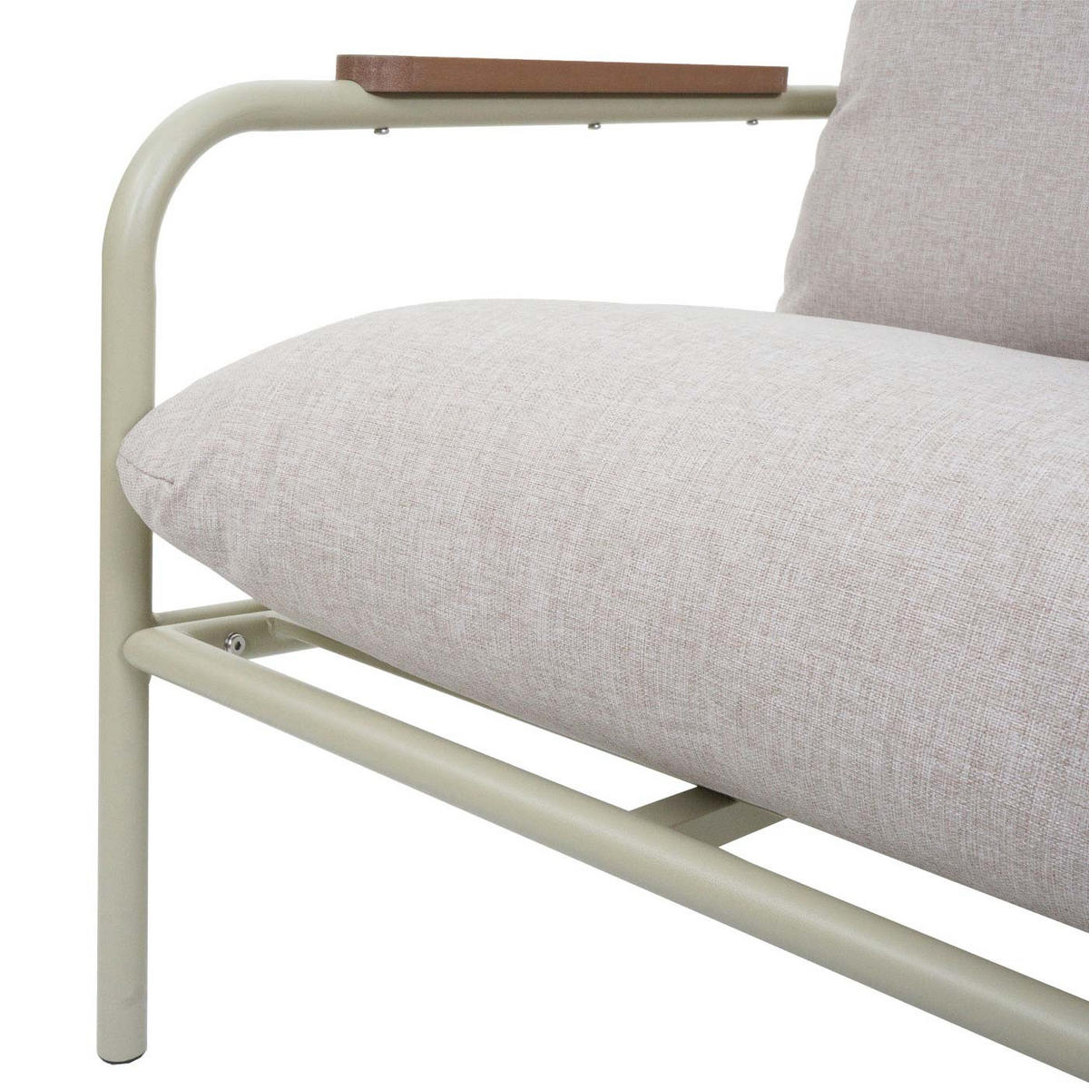 GARTENGARNITUR Hellgrün, Beige 1x 2-Sitzer Gartenbank, 2x Sessel und 1x Tisch-Set - Beige/Hellgrün, Metall - MCW