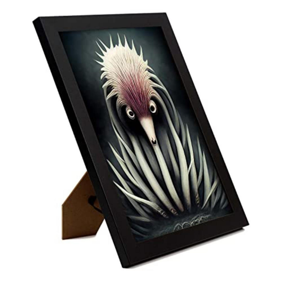 POSTER Set mit 4 Schwarz und weiß Tier im T Burton Goth Stil A4 Schwarzer Rahmen - Schwarz, Papier (29.7/3cm) - Nacnic