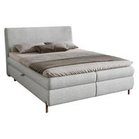 PAT CU LADĂ DE DEPOZITARE Evia - H3 - maro/gri deschis, material textil/compozit lemnos (140/200cm) - MIRJAN24
