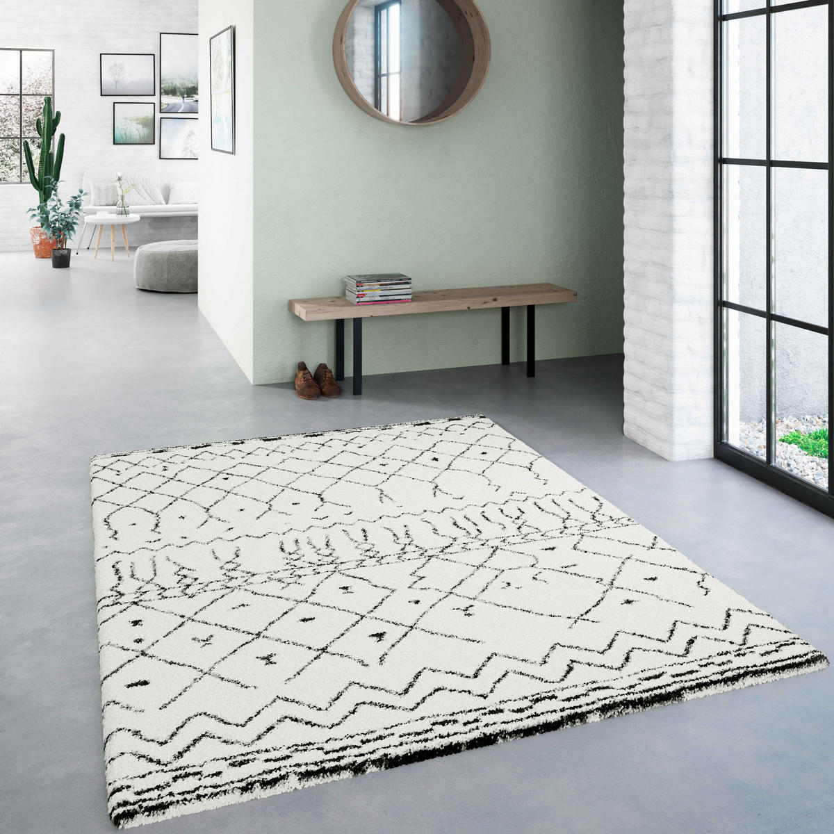 TEPPICH, 120 x 170 cm, Weiß - Weiß, Textil (120/170cm) - Oviala