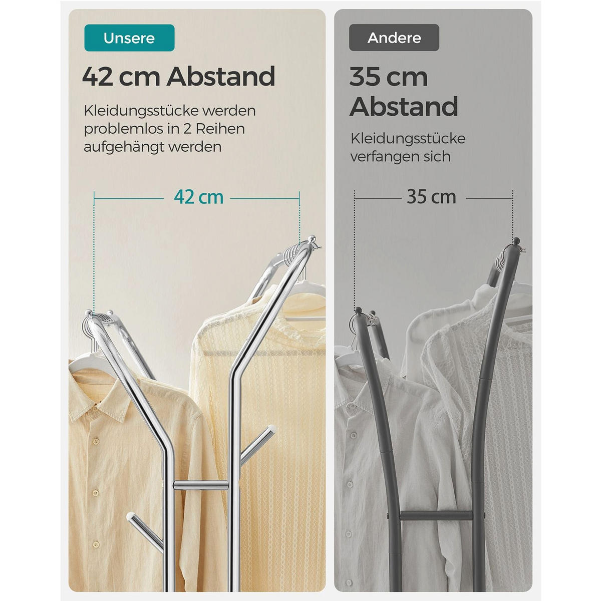 KLEIDERSTÄNDER MALABO - Silberfarben, Metall (103/155/52cm) - Hansiro