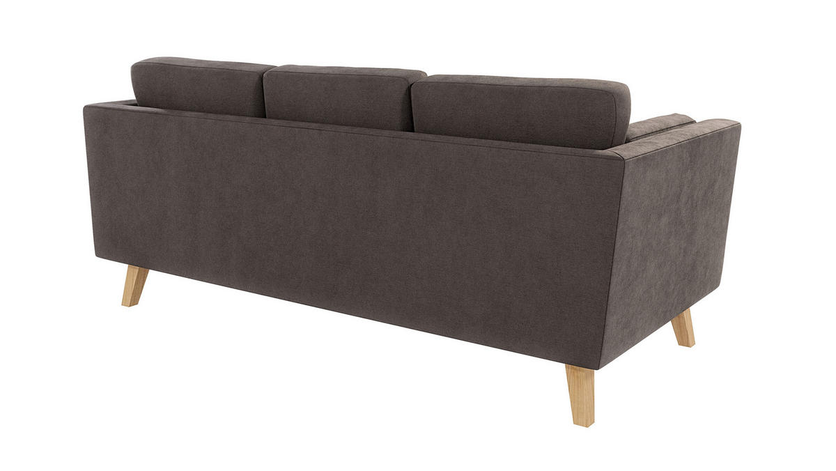 3-SITZER-SOFA Mario Braun - Khaki Microfaser - Hellbraun/Dunkelbraun, Holz/Buchenholz (206/90/89cm) - S-Style Möbel