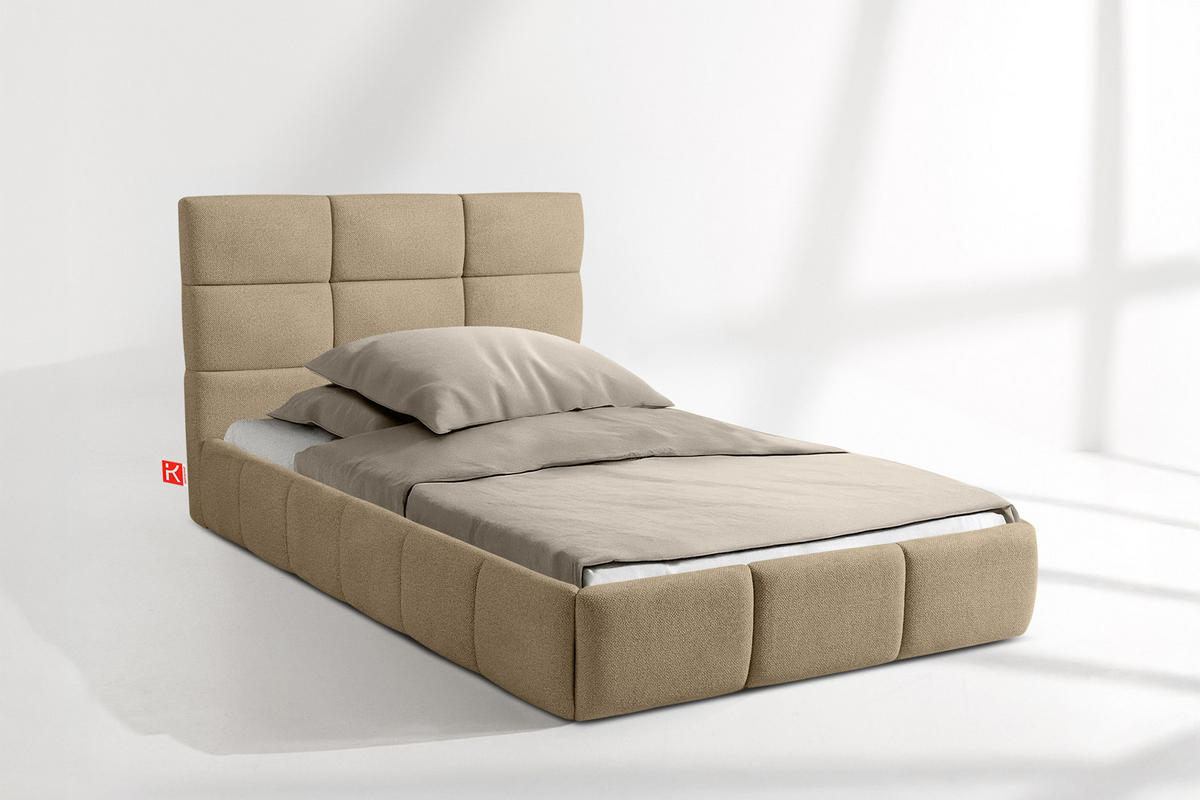 POLSTERBETT ALTOS Einzelbett, Bouclé, gelb - Gelb, Holz/Holzwerkstoff (120/200cm) - KONSIMO®