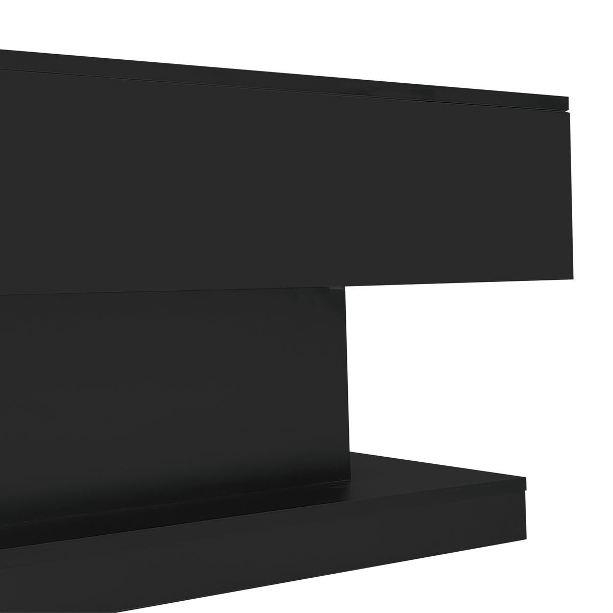 COUCHTISCH in Schwarz Hochglanz-Lift-Teetisch mit LED-Beleuchtung für Wohnzimmer, B100/T50/H45cm - Schwarz, Holzwerkstoff/Metall (50/100/45cm) - STILVORA