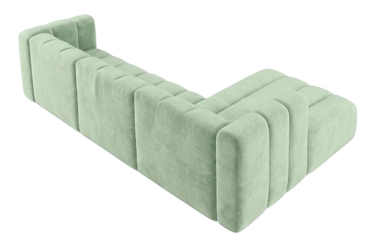 ECKSOFA Modulares In L-Form, Velvet-Stoff Riviera, Mintz, Rechts, GRAND 318 cm - Mintgrün, Holz (318/179cm) - Kaiser Möbel