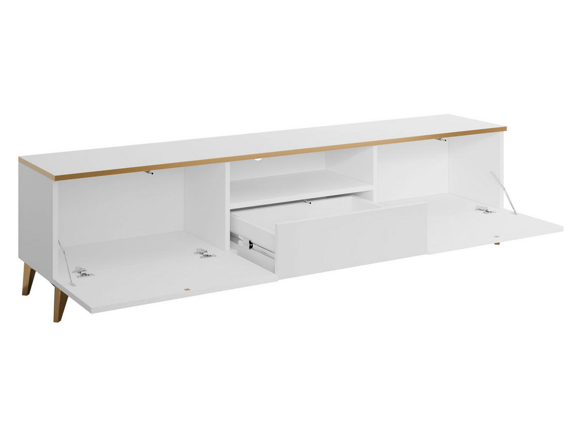 TV-LOWBOARD Alrik 2D1S - Goldfarben/Weiß, Holzwerkstoff/Kunststoff (200/50/40cm) - MIRJAN24
