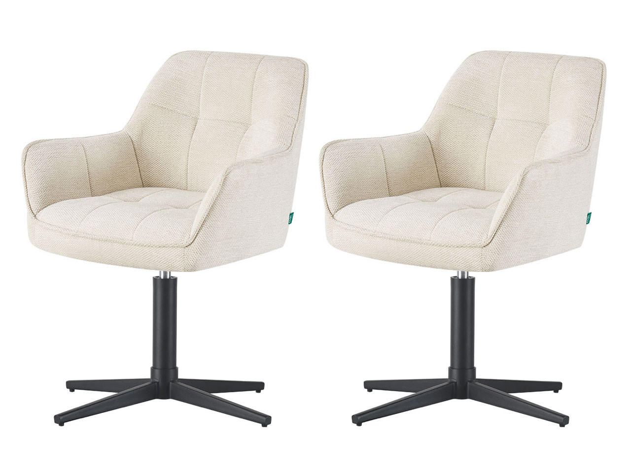 ESSZIMMERSTUHL THOMAS-KIRA 2er-Set 360°drehbar - Creme/Schwarz, Textil (61/81/62cm) - DUBI Möbel