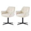 ESSZIMMERSTUHL THOMAS-KIRA 2er-Set 360°drehbar - Creme/Schwarz, Textil (61/81/62cm) - DUBI Möbel