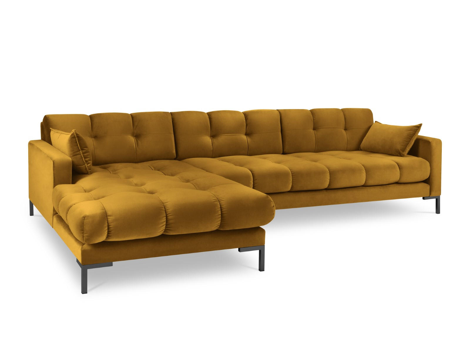 ECKSOFA links Mamaia aus Samt gelb 5 Sitzplätze - Gelb, Textil (185/293cm) - Micadoni