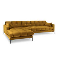 ECKSOFA links Mamaia aus Samt gelb 5 Sitzplätze - Gelb, Textil (185/293cm) - Micadoni
