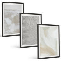 BILDER SET 3er Set - 40x60 cm Schwarzer Rahmen - Abstraktes modernes Design - Schwarz, Kunststoff (40/60cm) - TULUP